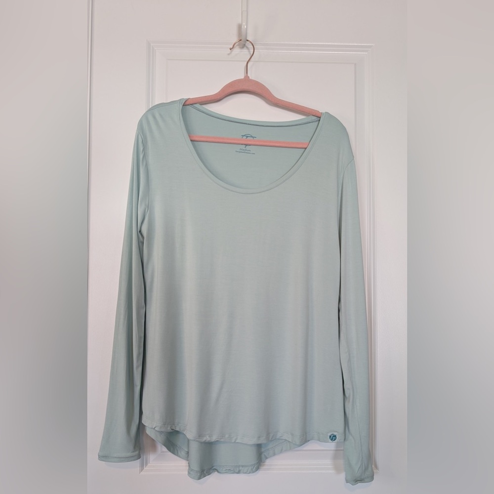 Faceplant Dreams Bamboo Long-Sleeved Lounge Shirt Relaxed Fit Aqua Size Medium